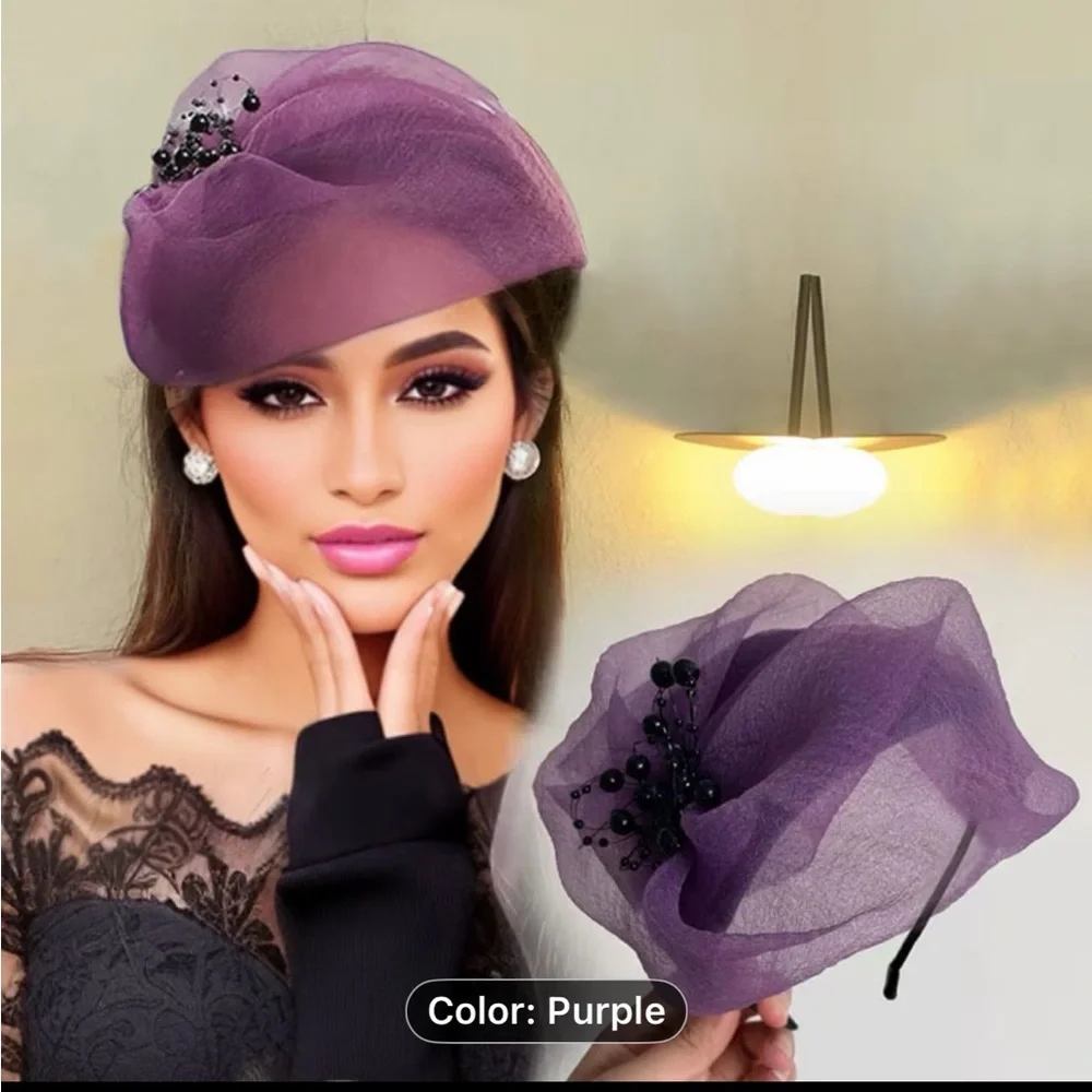 Elegant Purple Fascinator Hat for Women - Picture 1 of 3